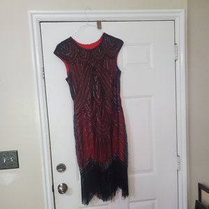 Women's flapper dress red and black